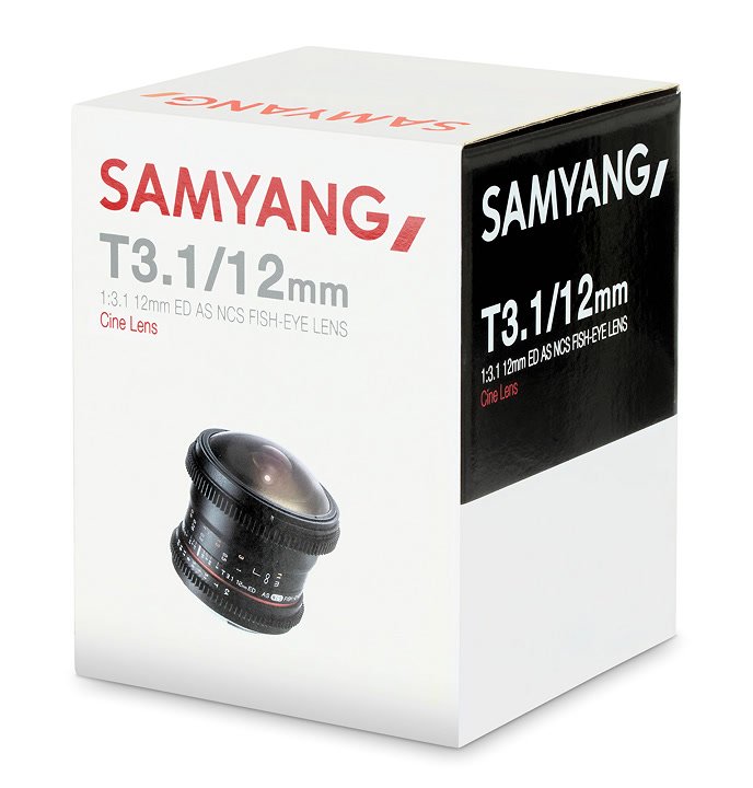 Verpackung Samyang 12mm t3.1 Canon EF Fisheye Objektiv