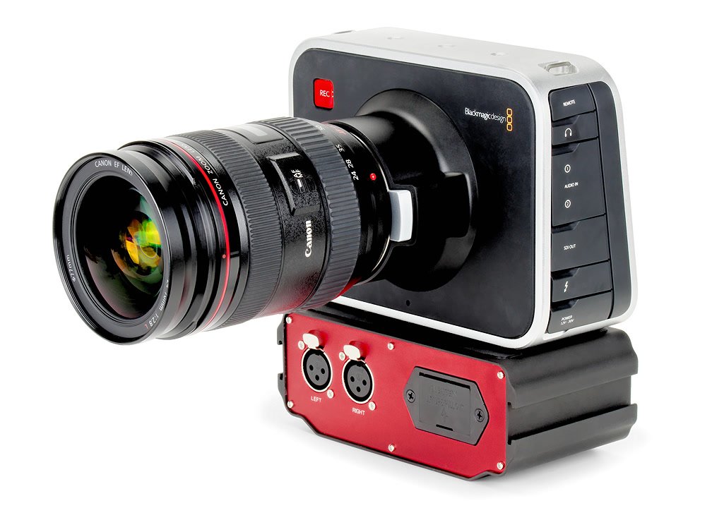 BMCC mit Canon 24-70mm Objektiv und Saramonic BMCC-01 Audiomischer.