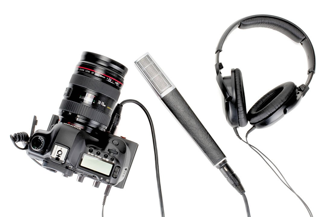 Canon 5D Mark II mit Mikrofon Kopfhrer und Saramonic Audiomischer