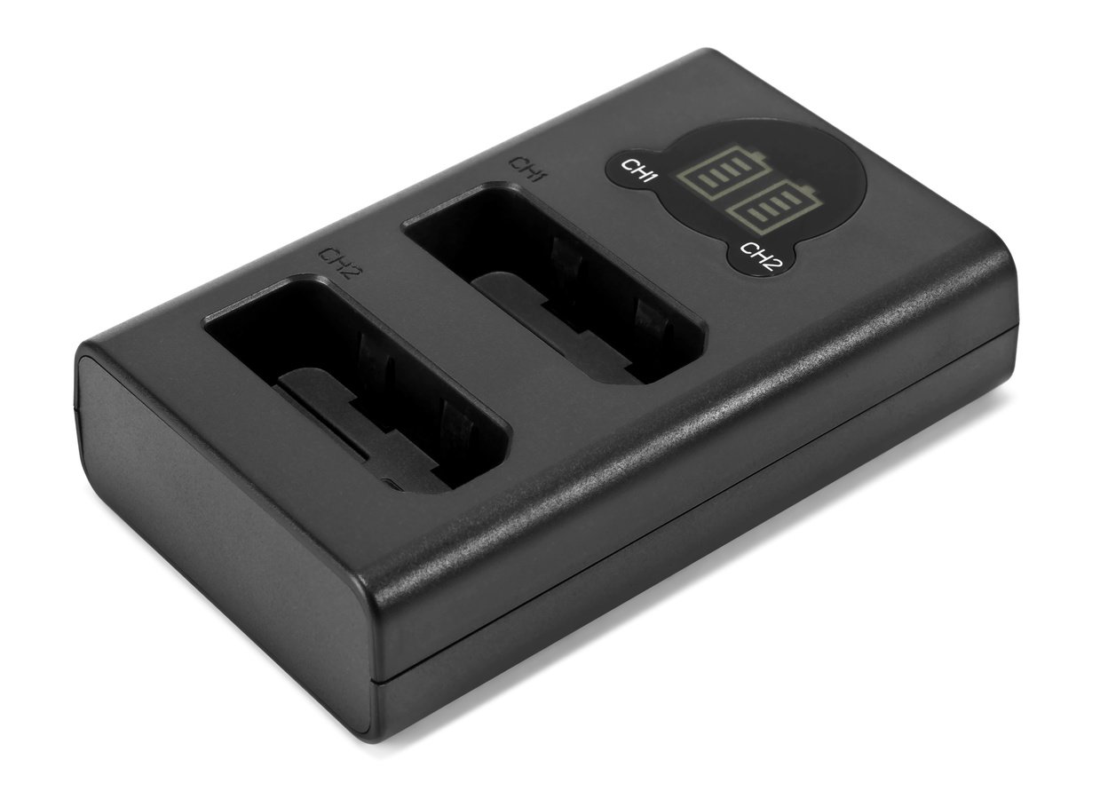 ROKO TCU2-EL14 Doppel-Ladegerät mit USB für Nikon EN-EL14 Akkus.