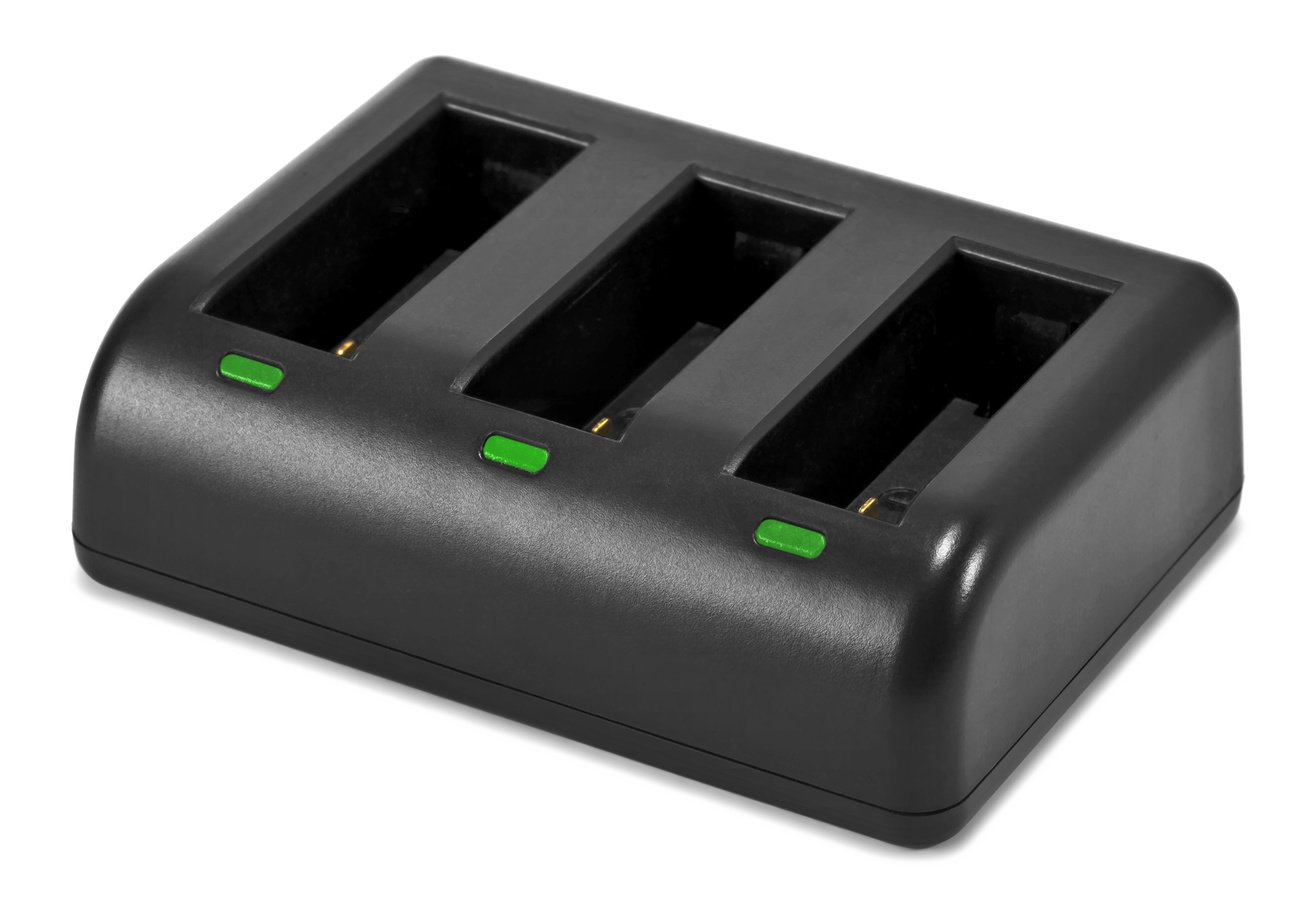 ROKO TCU3-GP5 Dreifach-Ladegerät mit USB für GoPro AABAT-001 Akku (Hero 5 6 7)