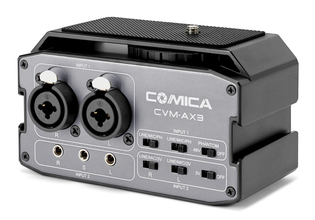 Comica CVM-AX3 aktiver DSLR Audiomischer mit XLR und 3.5mm Klinke
