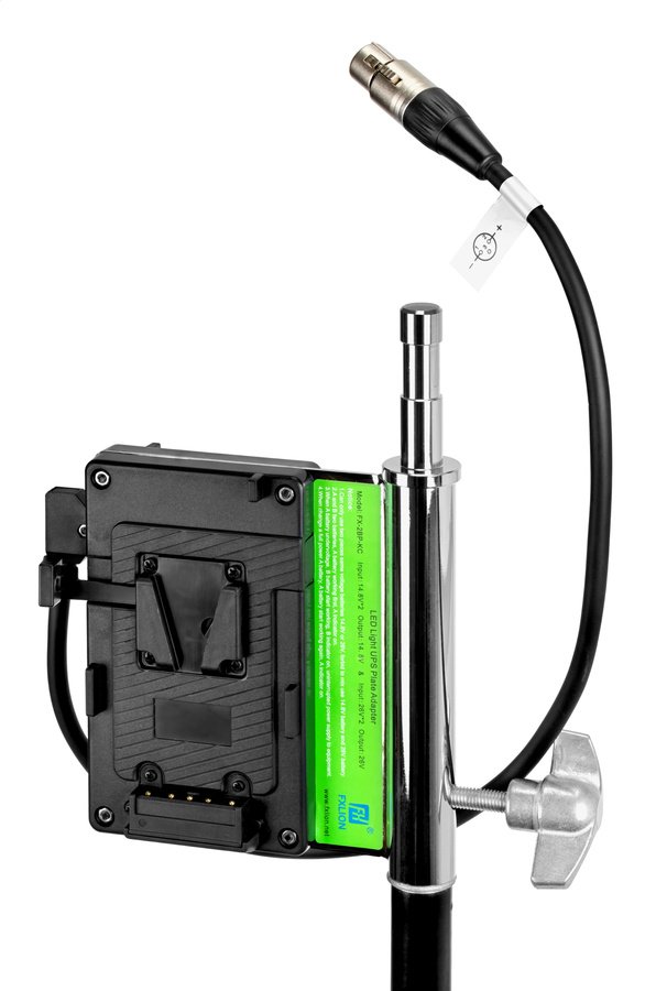 FXlion FX-2BP-KC V-Mount Hot Swap Adapter Akkuplatte für Lichtstativ Spigot Zapfen