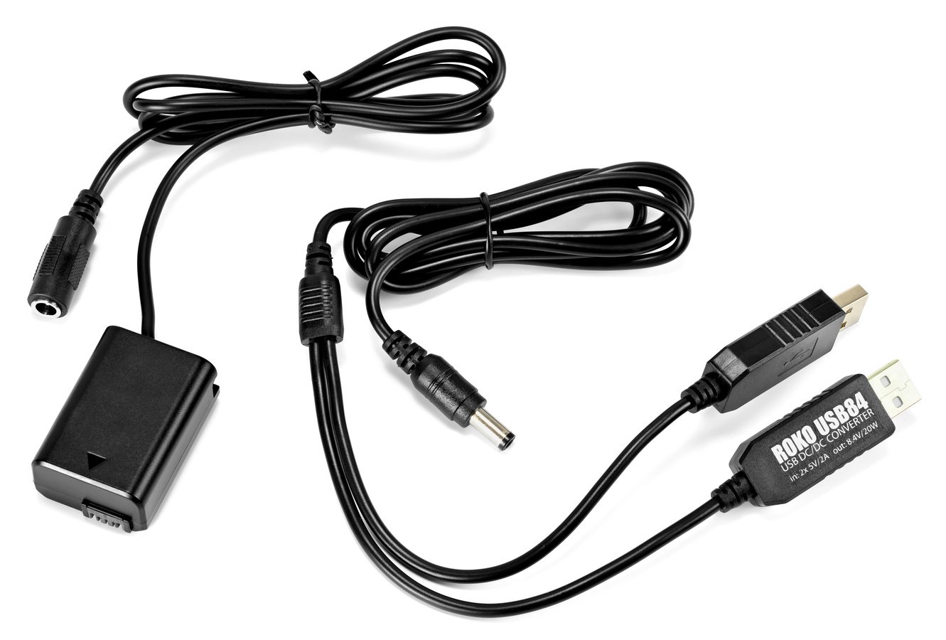 ROKO USB84-FW50 Spannungswandler 2x USB zu Sony NP-FW50 Akkudummy