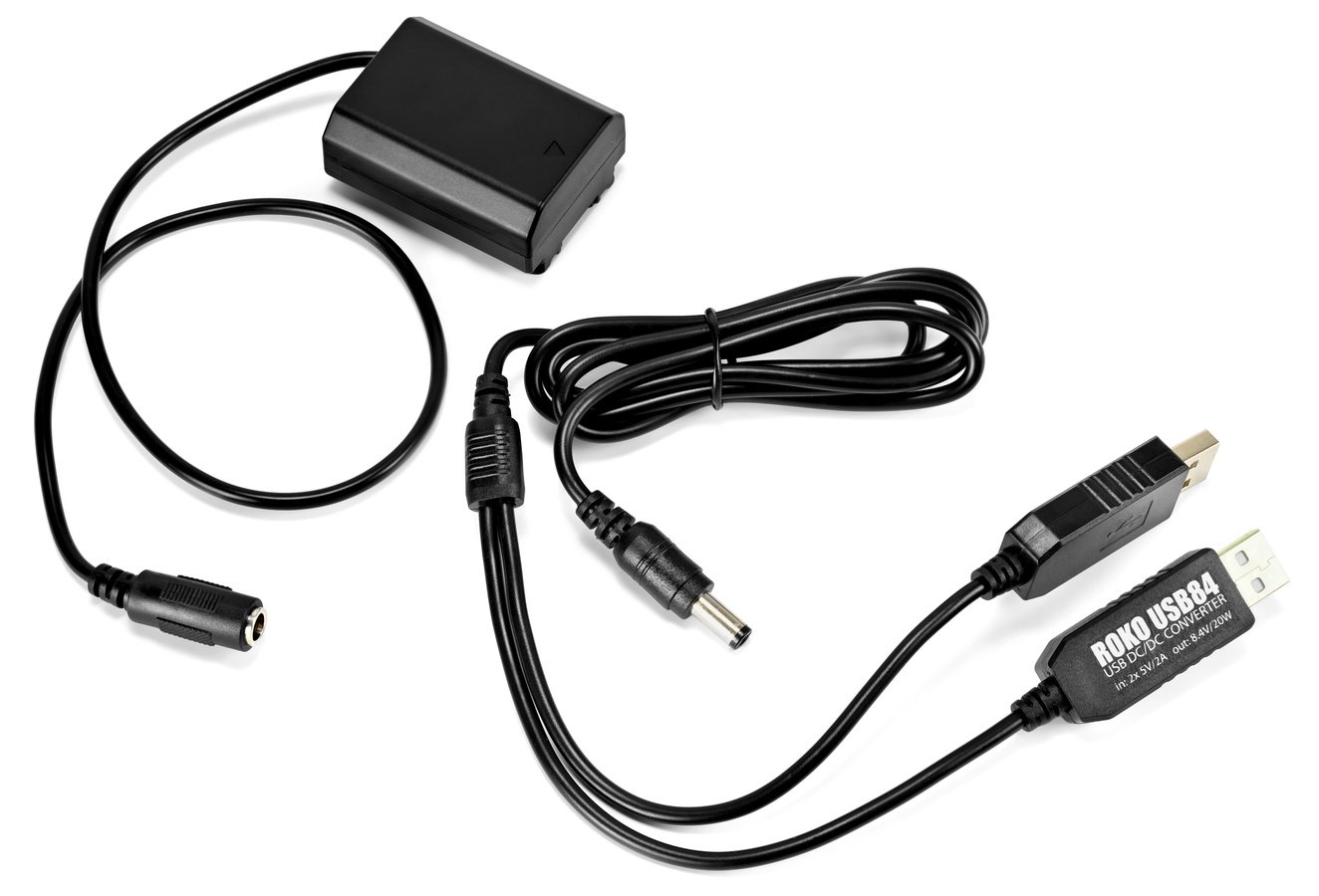 ROKO USB84-FZ100 Spannungswandler 2x USB zu Sony NP-FZ100 Akkudummy