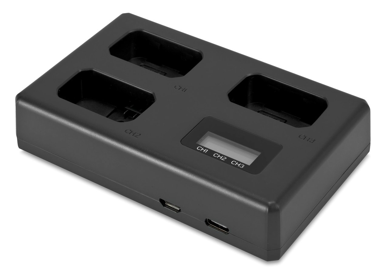 ROKO TCU3-FW50 Dreifachladegerät mit USB für Sony NP-FW50 Akkus
