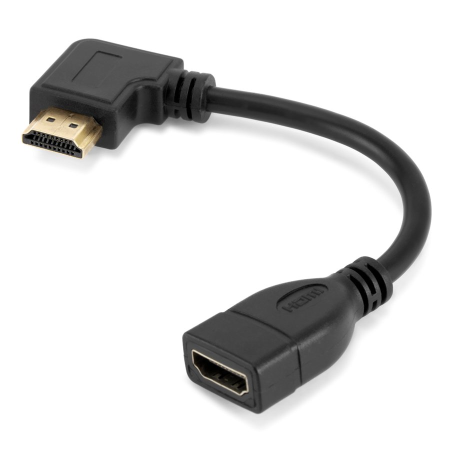 ROKO H1202A kurzes HDMI A/A Kabel 8cm (A Stecker winkel links, A Buchse gerade)