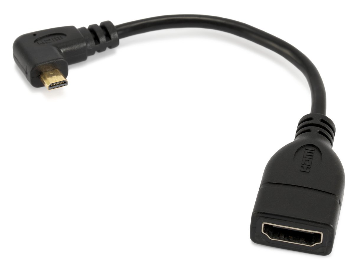 ROKO H2502A kurzes HDMI A/D Kabel 8cm (D Stecker Winkel links, A Buchse gerade)
