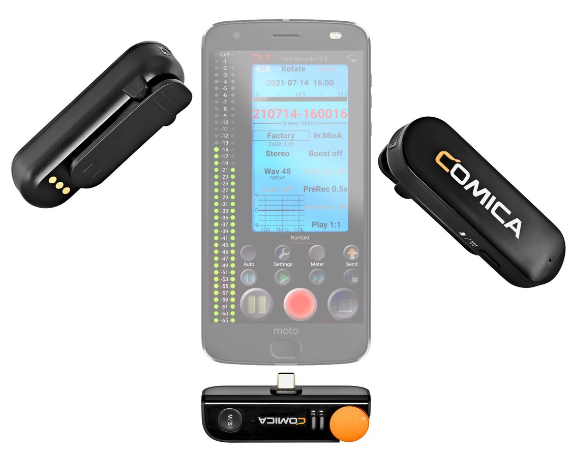 Comica VIMO S UC zwei Sender Audiofunk-Kit mit USB-C (für Android Smartphone, Computer)