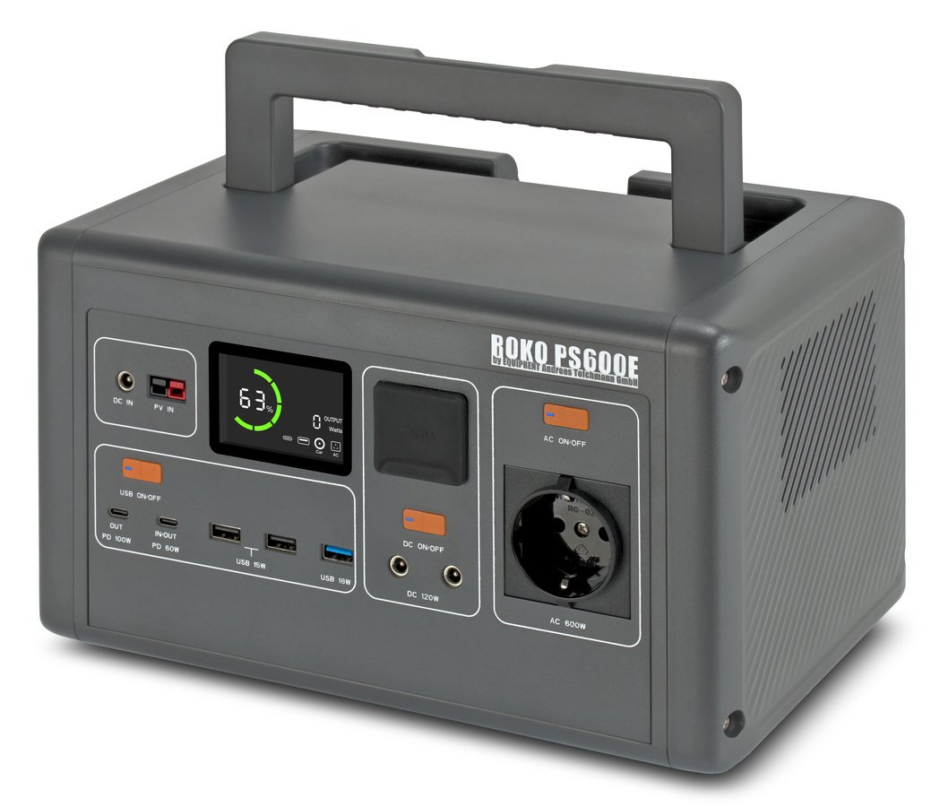 ROKO PS600E Powerstation Mobiler LiFePo4 Akku 600W/614Wh